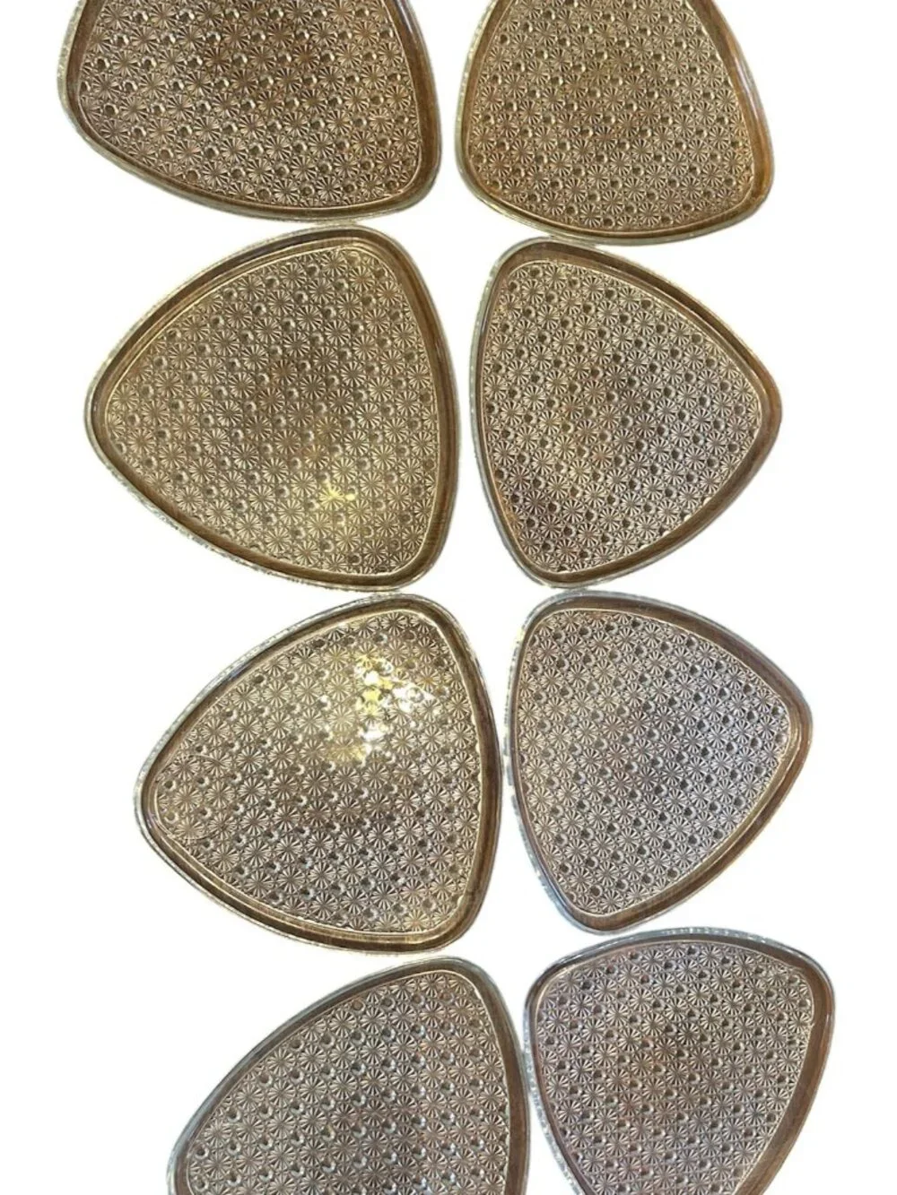 MCM VINTAGE GLASS DAISY PLATES SET 8 ANCHOR HOCKING 1960s